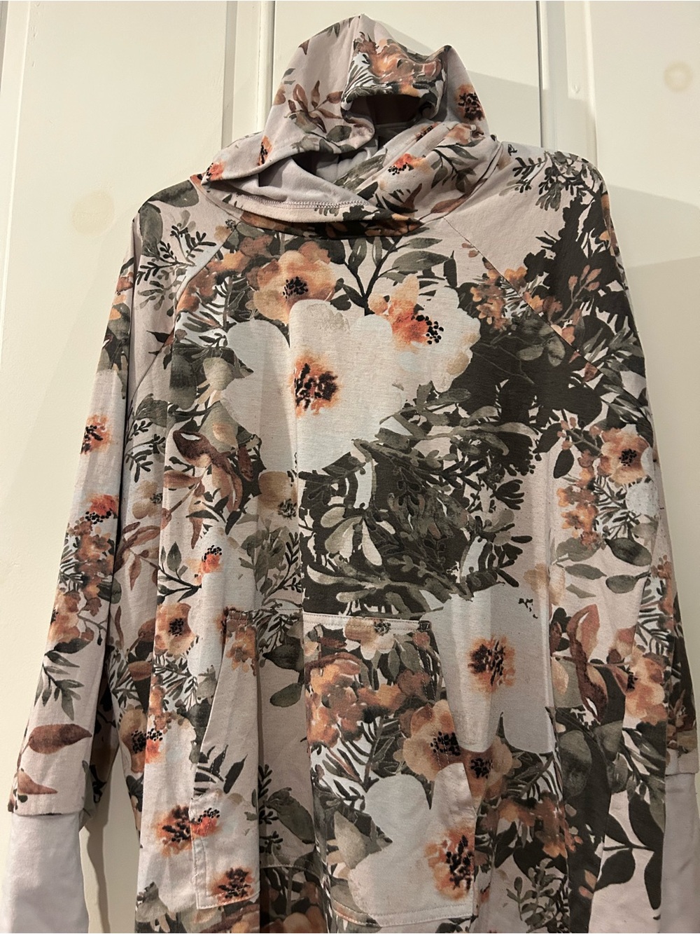 LuLaRoe Floral Cowl Tunic Hoodie in Blush, Olive, Cream